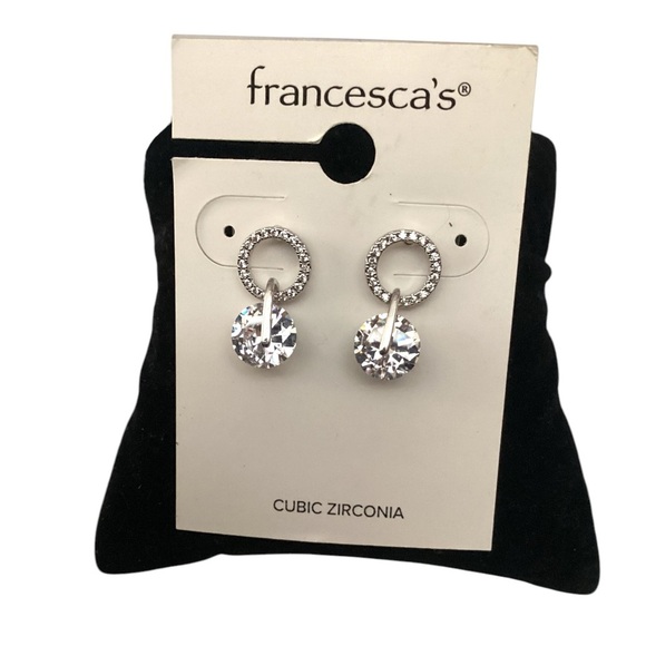 Francesca's Collections Silver Cubic Zirconia Earrings 1282 - Picture 1 of 4
